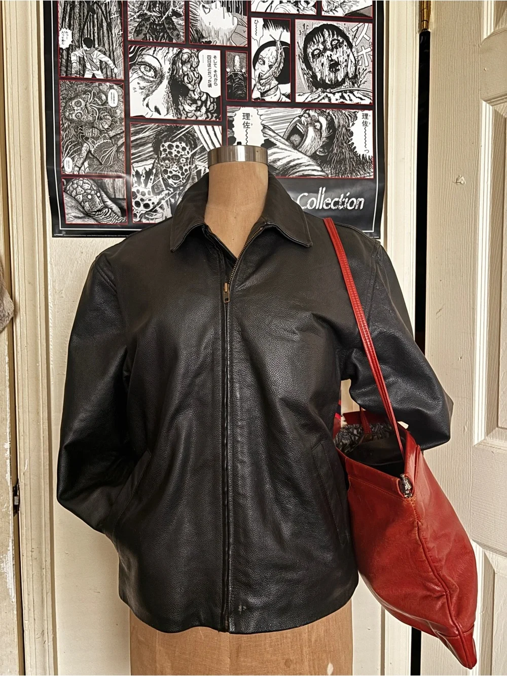 GAP Black Leather Bomber Jacket